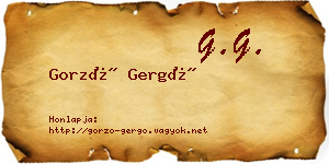 Gorzó Gergő névjegykártya